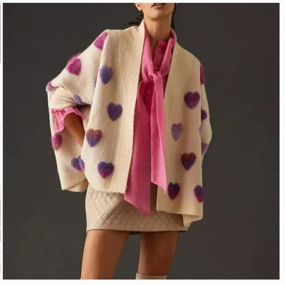 Anthropologie Sweaters - By Anthropologie Heart Cardigan Sweater Women's One Size Loungewear Cozy Boho